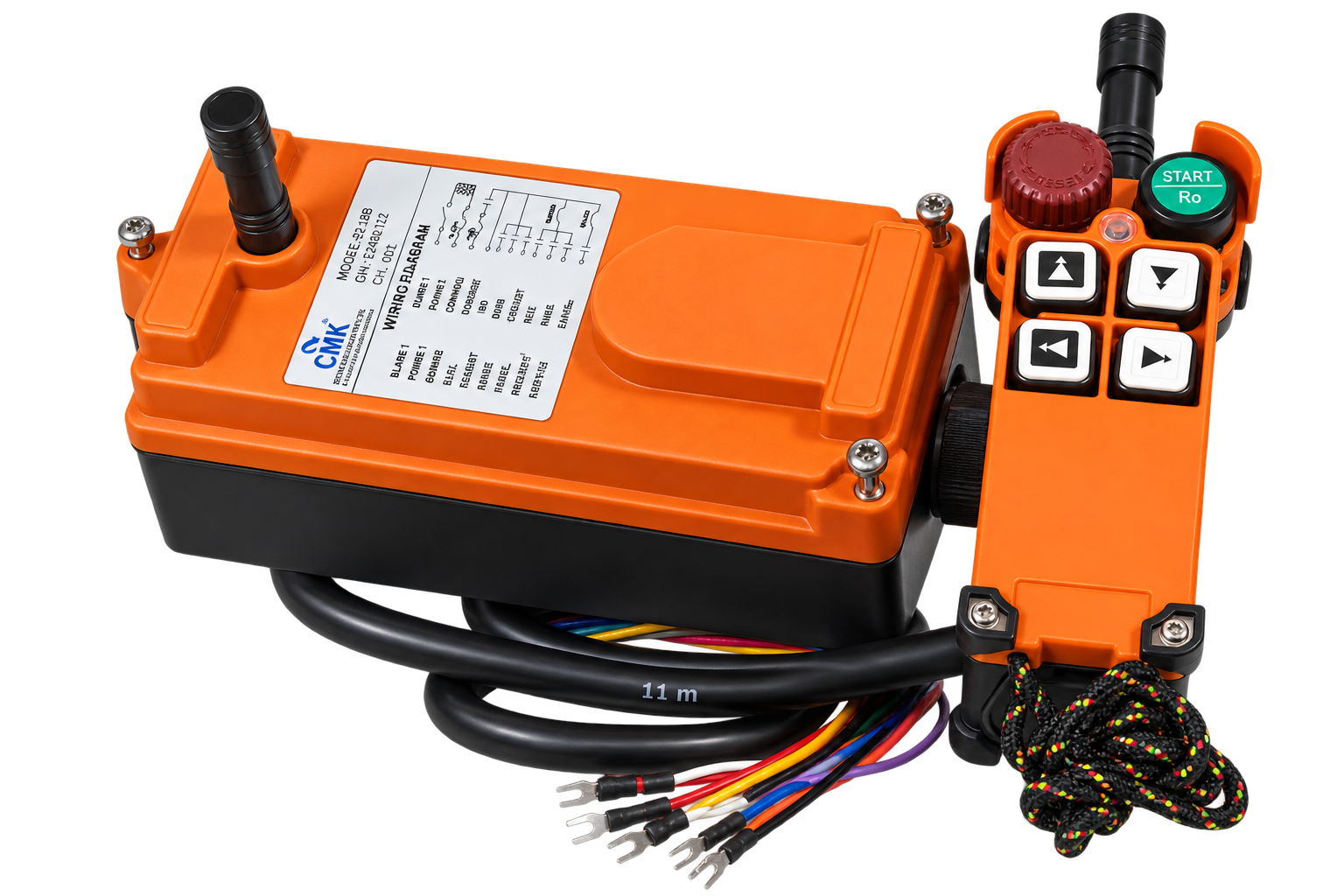 Wireless Radio Remote, 4 Double speed push button+1 off mushroom+1 on, IP-65, 100 Mtr, AC/DC